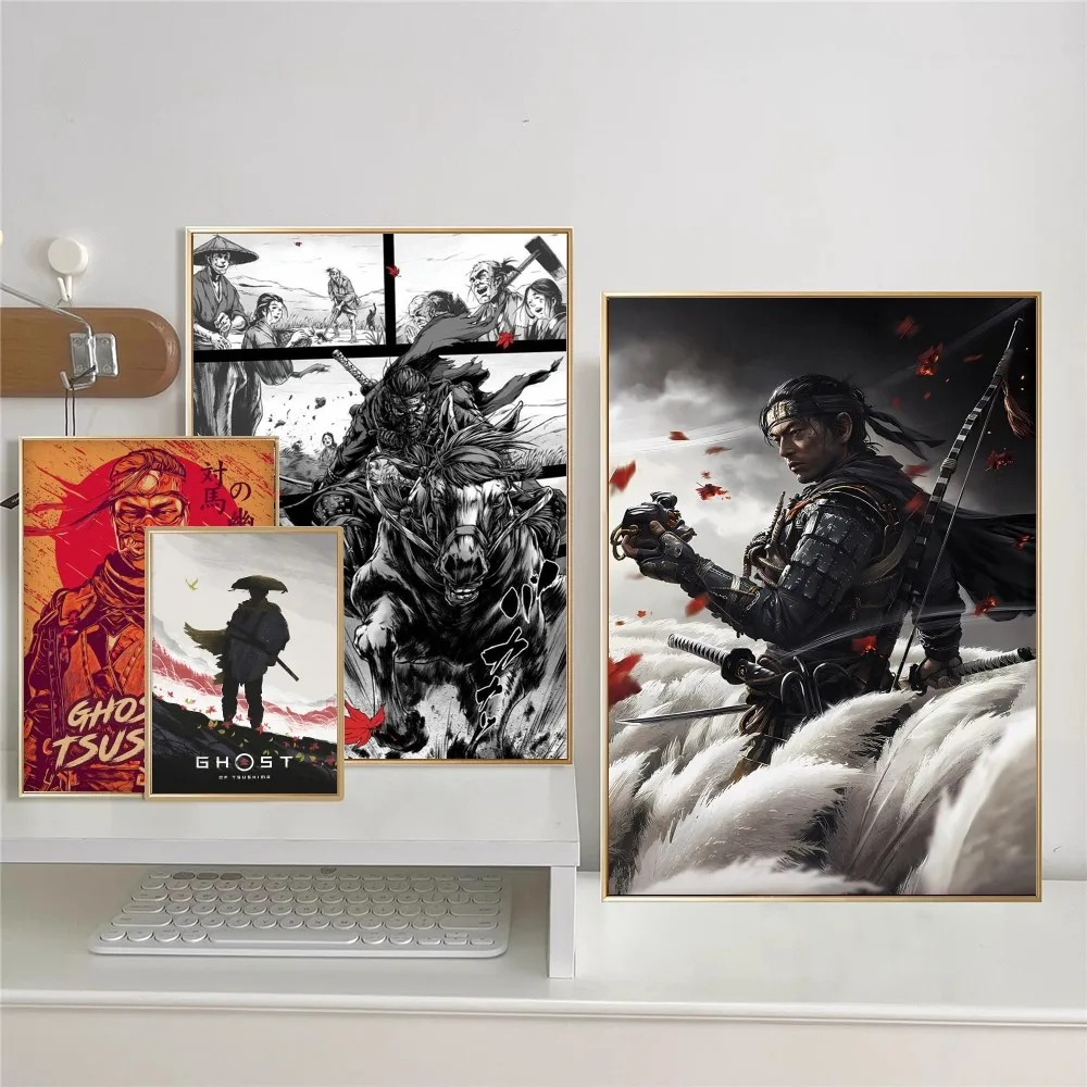 The Game of Ghost of Tsushima Classic Vintage Posters Waterproof Paper Sticker Coffee House Bar Home Decor