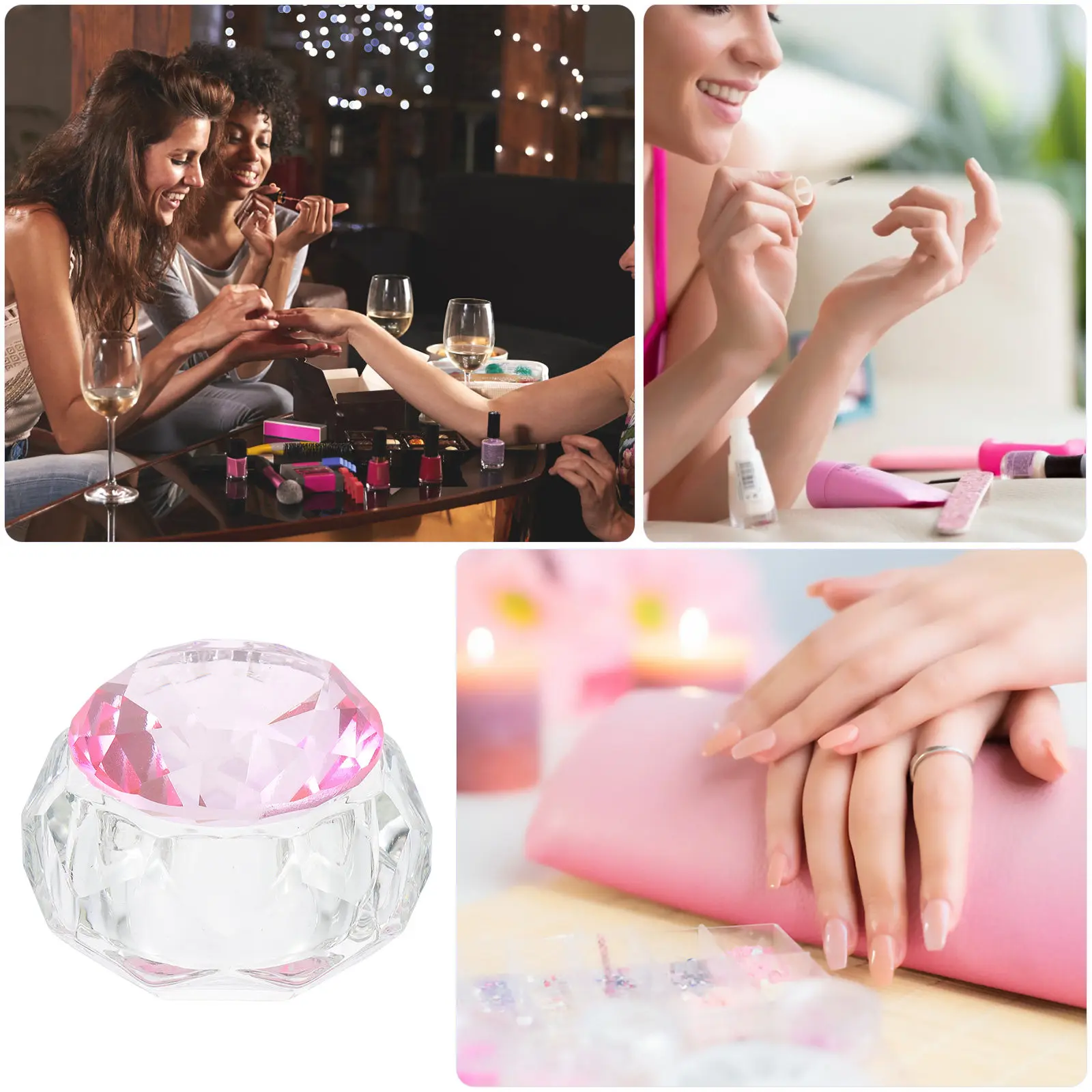 Crystal Nail Art Mixing Cup – Transparent Irregular Manicure Liquid & Powder Dish with Stable Thick Base & Clear View