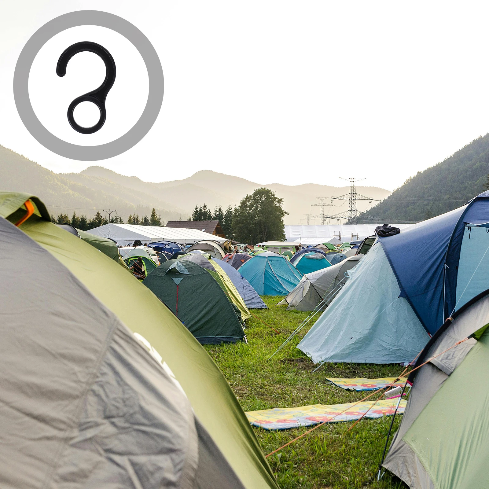 

10Pcs Outdoor Tent Hooks Plastic Round Question Mark Design Heavy Duty Camping Accessories for Tarp Canopy Shelter Rv Awning