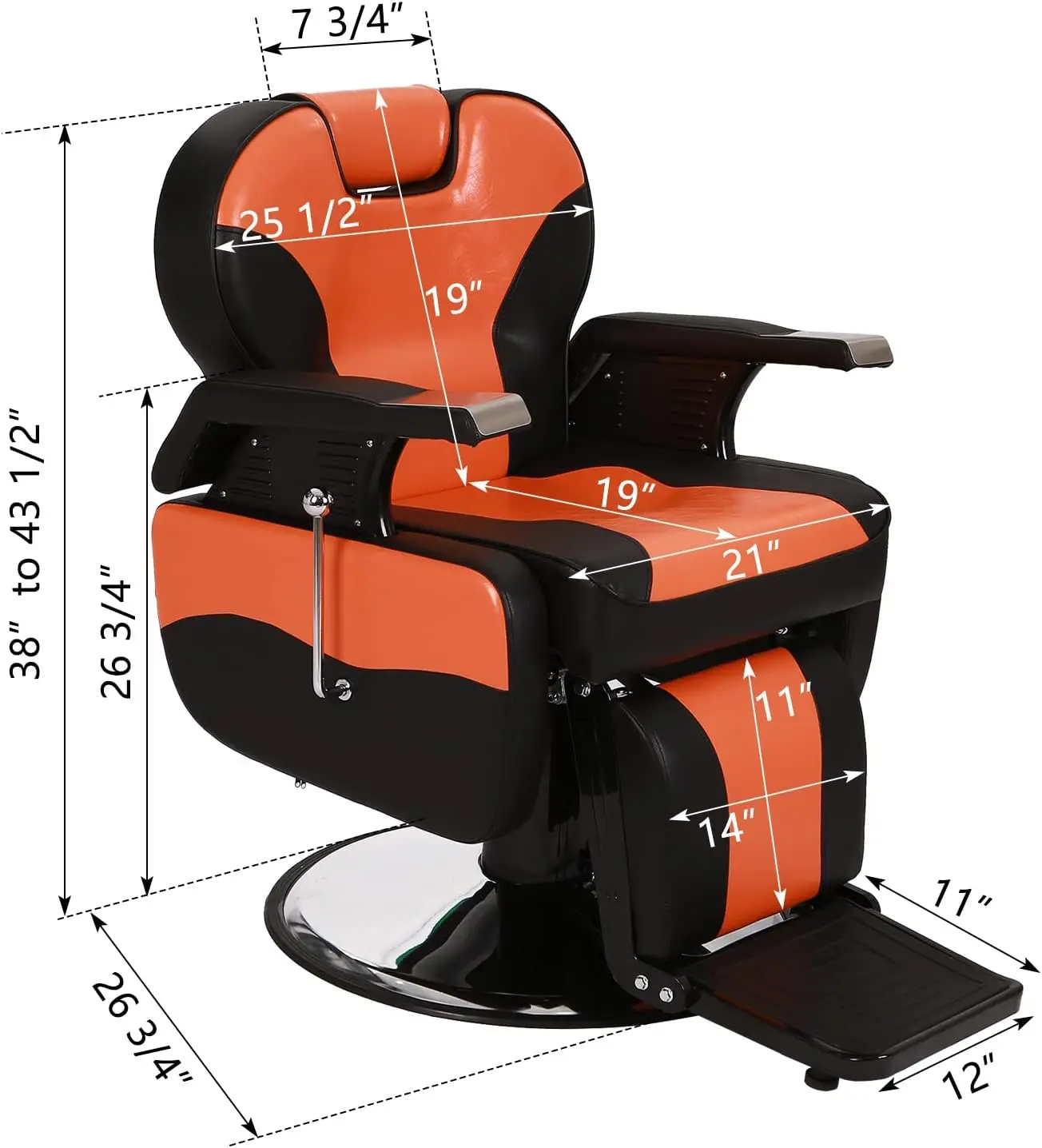 Le & يدعم ما يصل إلى 440 رطلًا، لصالونات الحلاقة وصالونات التجميل، أسود-برتقالي #2