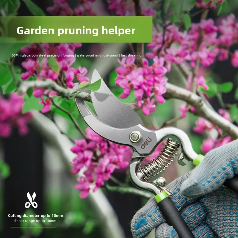Garden Pruning Shears 8 Inch 55# High‑Carbon Steel Labor‑Saving Branch Cutter Hand Pruner for Garden Plant Tree Trimming