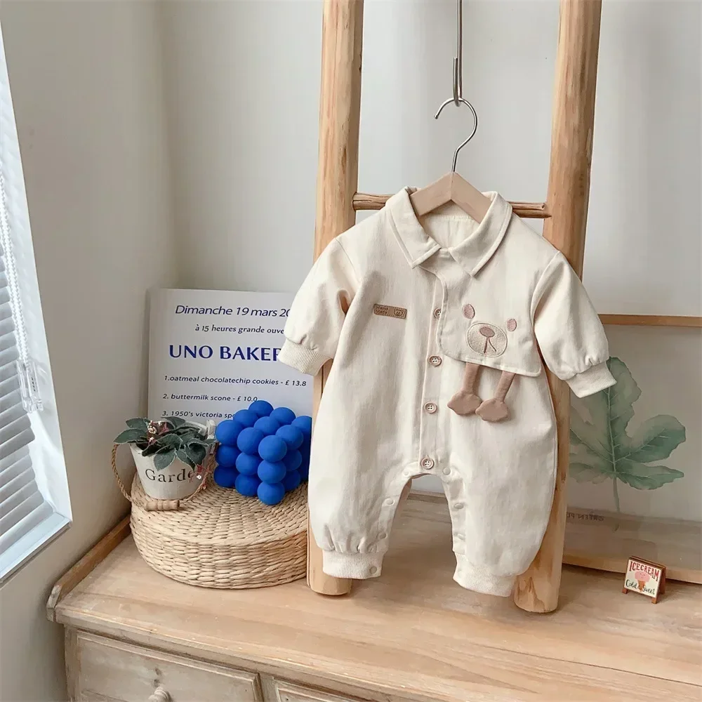 

2023 Autumn New in: Infant Baby Boys Cartoon Shawl Jumpsuit – Fashion One-Piece Romper for Handsome Toddlers Kids 0-24M