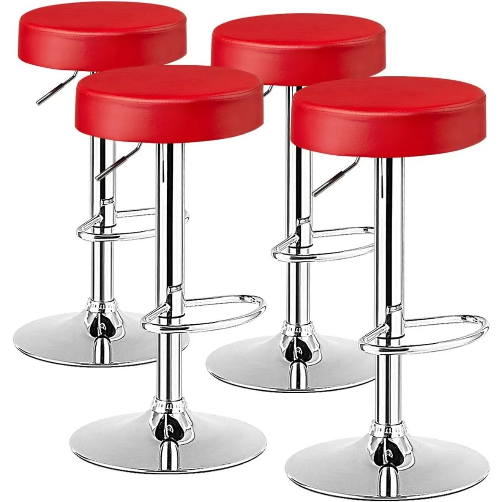 

Bar Stools Set of 4, Swivel Backless Round Barstool, PU Leather Armless bar Chair with Height Adjustable,Bar stool with footrest