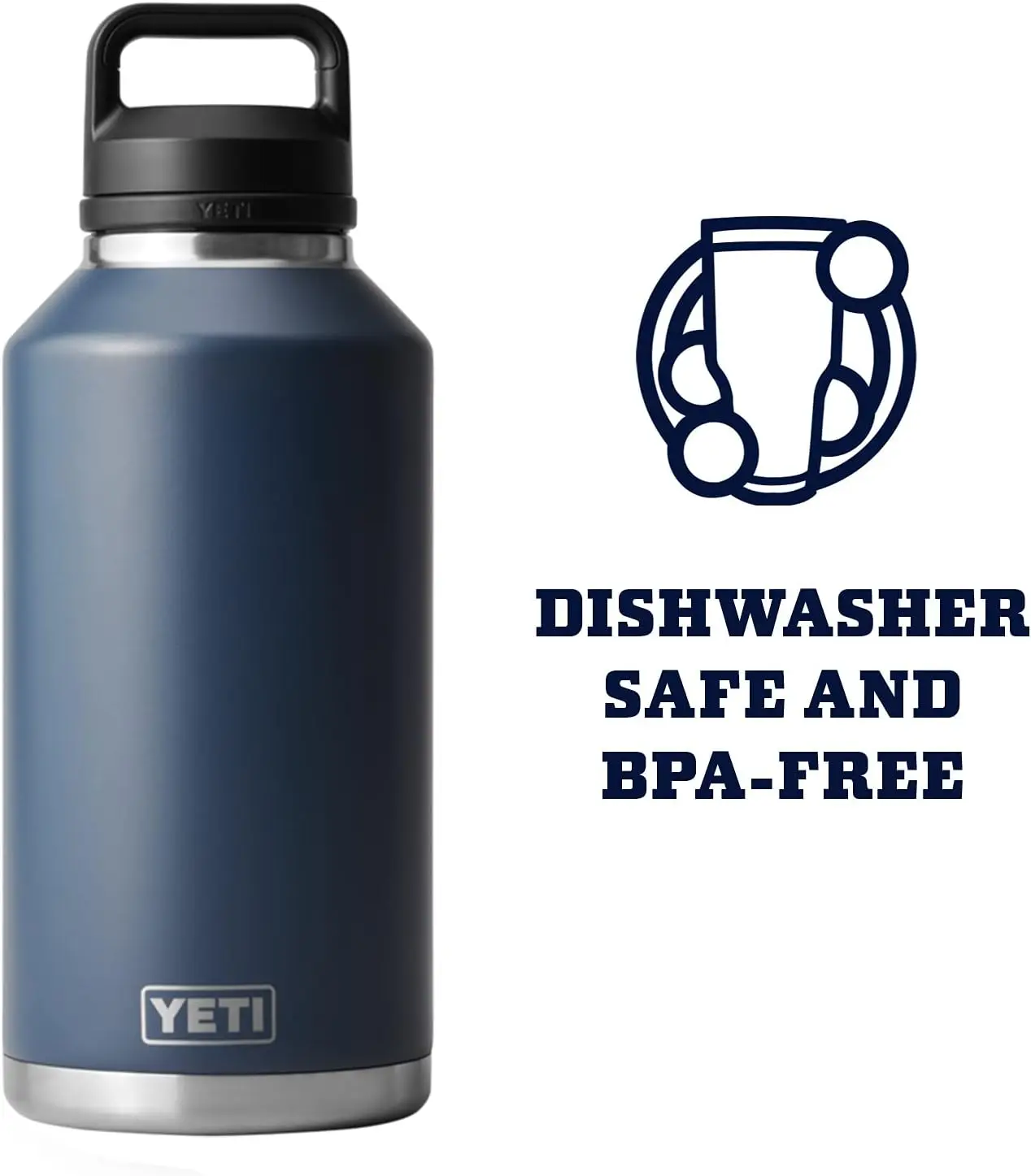 Imagem -05 - Yeti Rambler com Chug Cap Garrafa Isolada a Vácuo Azul Marinho 64 oz Aço Inoxidável