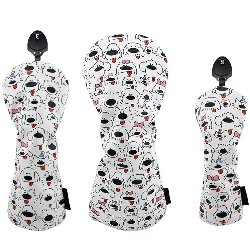 Golf Club Head Cover Cartoon Dog Print Golf Headcovers Thick Protective Mallet Putter Covers Waterproof Golf Club Cover For Most