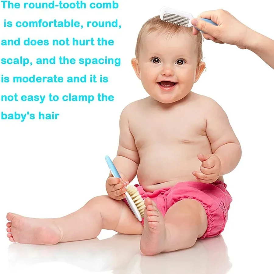 Baby Hair Brush Set for Newborn Toddlers Soft Bristles Silicone Cradle Cap Massaging Brush Infant Hair Care Bathing Soft Comb