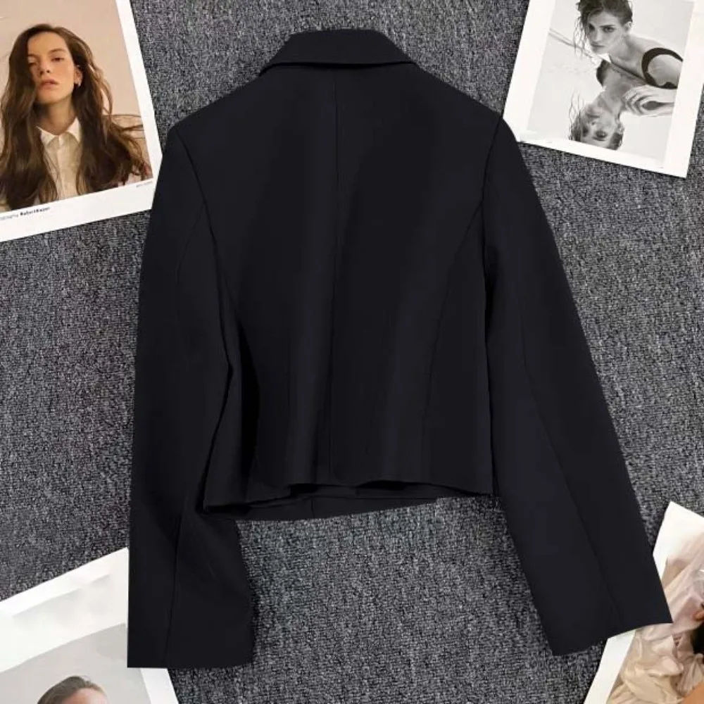 

Casual Korean Suit Jacket Long Sleeve Buttoned Blazer Suit Coat Women Suit Outfit College Clothes Short Office Blazer Women