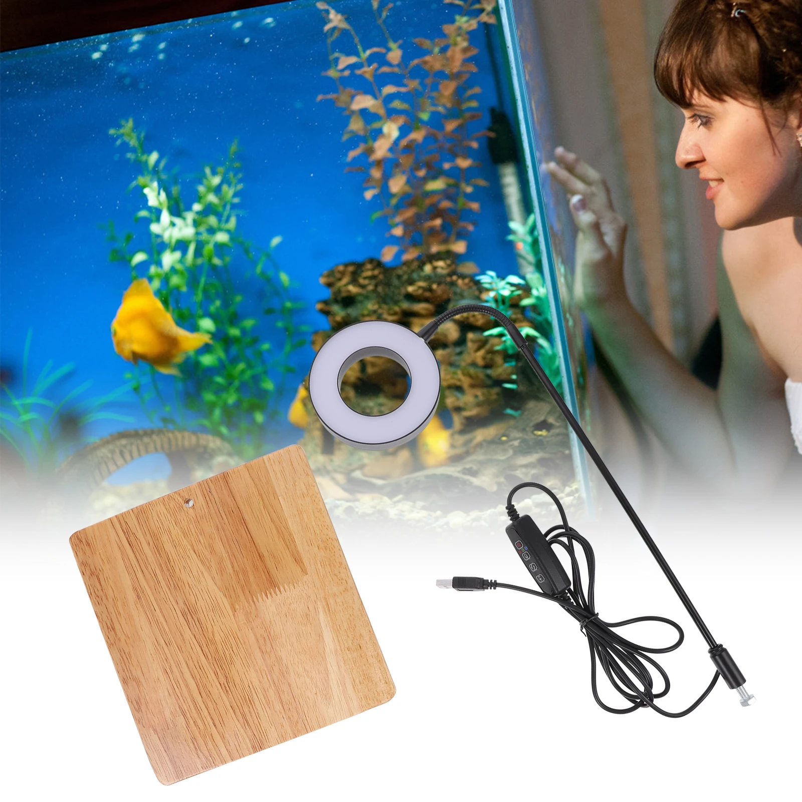 Luz LED de acuario de alto brillo para plantas de pecera, luz LED de cultivo alimentada por USB, iluminación de relleno de césped y agua en maceta