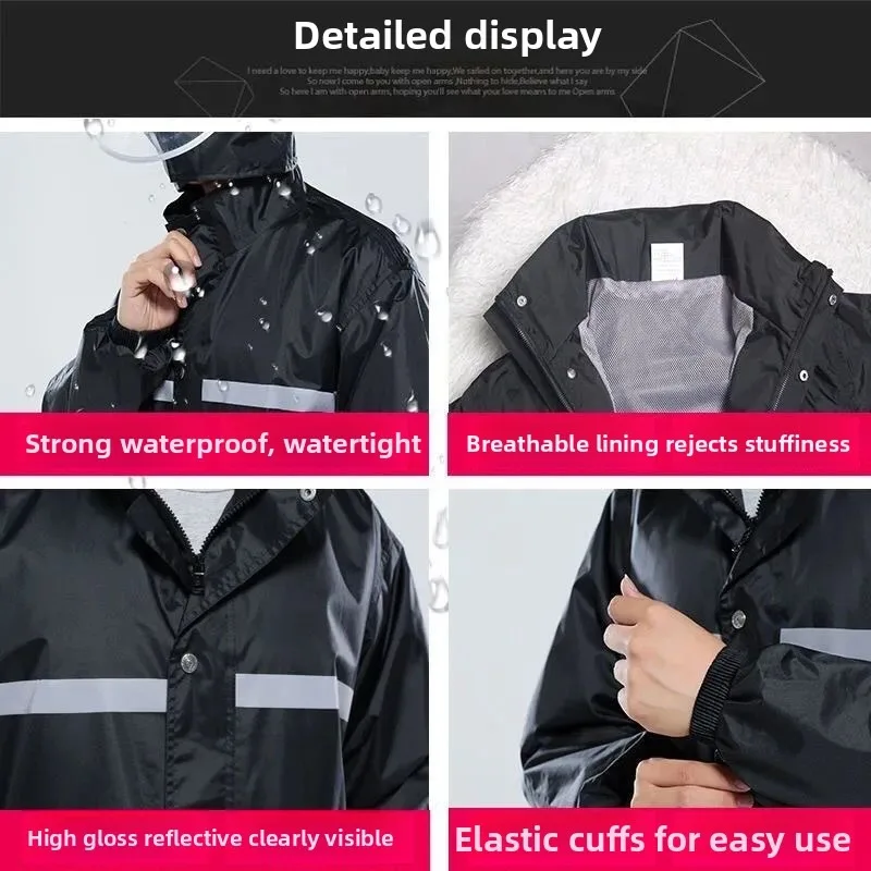 

Raincoat Rain Pants Suit Reflective Men and Women Rainproof Full-body Electric Bike Riding Raincoat