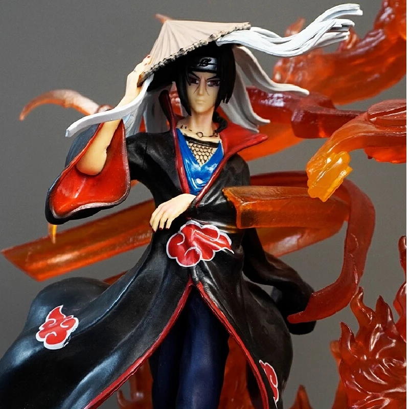 ฟิกเกอร์นารูโตะ อุจิวะ อิทาจิ อะคาสึกิ ขนาด 35 ซม. วัสดุ PVC แบบไขว้กับหมวกฟาง ของสะสมตั้งโต๊ะสำนักงาน ของขวัญวันเกิด