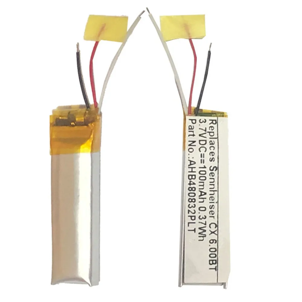 

2 шт./лот AHB480832PLT 100 мАч 500830 аккумулятор для Sennheiser CX 350BT Sport 6.00BT 150BT Bluetooth гарнитура громкой связи