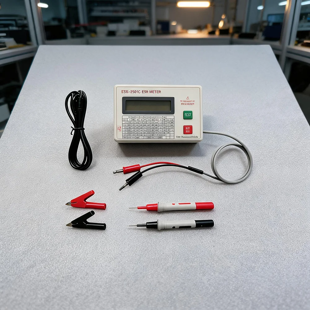 ESR2501C Capacitor Analyzer with ESR DCR Test Mode 100kHz Frequency Range for Electrolytic Capacitor Evaluation