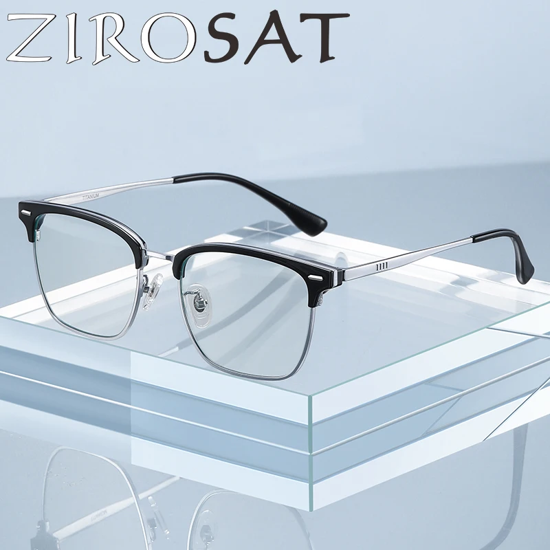 ZIROSAT ST6203 Anti-Blue Ray Optical TR-90 Full-rim Frame Pure Titanium Leg Eyeglasses Rx Men Glasses for Male Eyewear