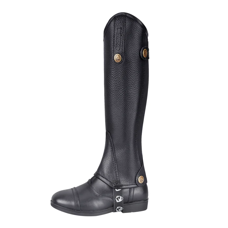 Chaps equestri per bambini mezza pelle di vacchetta in pelle spessa equipaggiamento equestre cavaliere protegge le gambe durante la guida