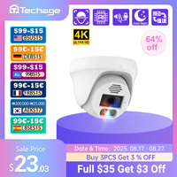 Techage UHD 4K 8MP 5MP POE IP Camera Red-Bule Light Alert Smart AI Face Detection Waterproof Color Night Vision Security Camera
