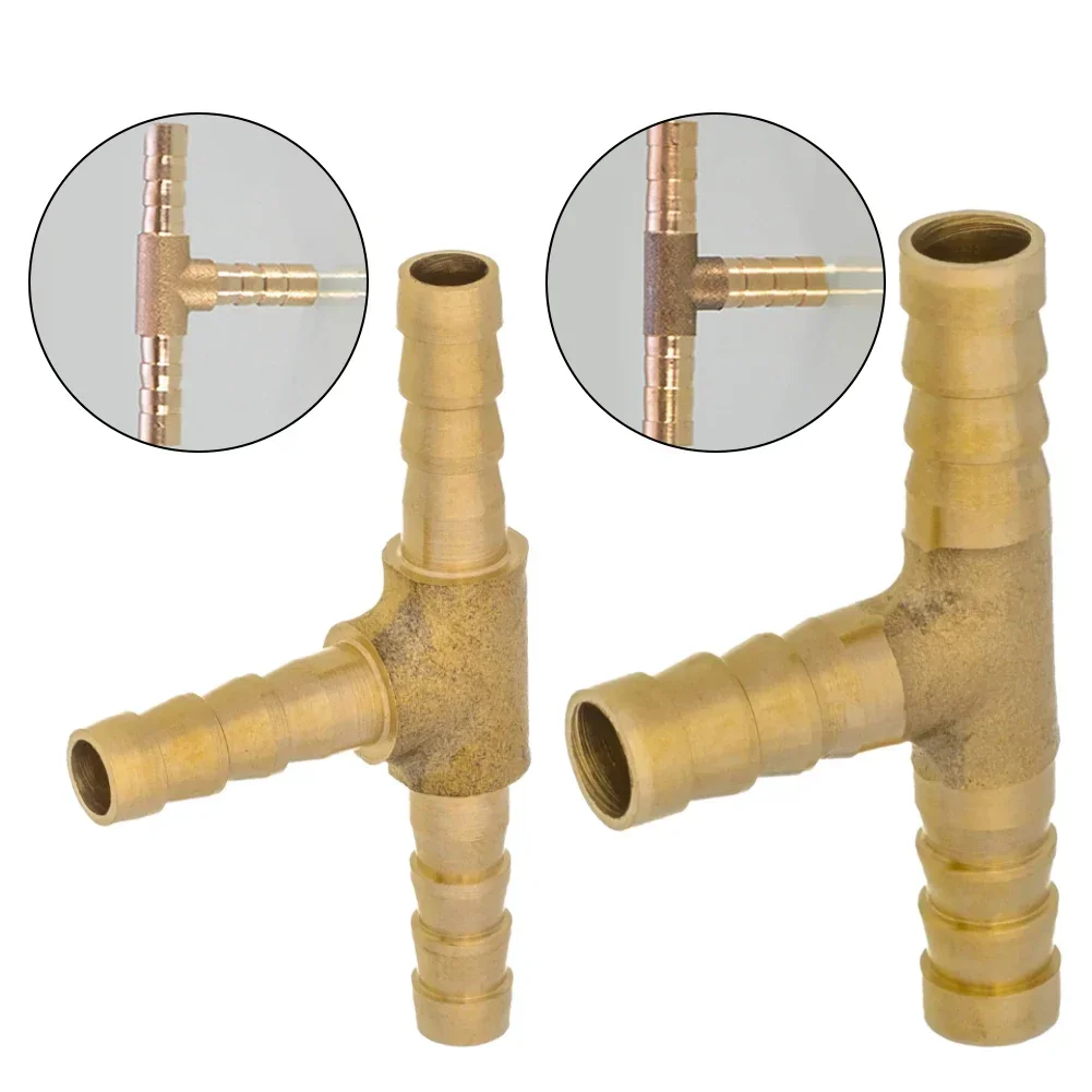 Versatile Brass 3 Way Barbed Tee Splitter Fitting Tubing Hose Connector 6-6-6mm/8-8-8mm T Splitter Tools Fitting