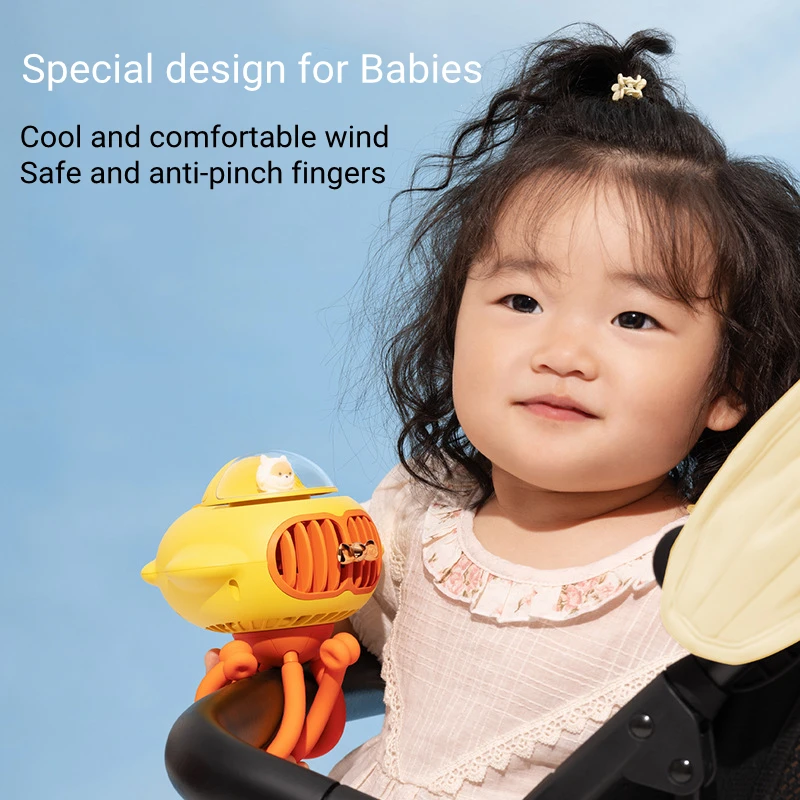 USB Baby Stroller Fan 3600mAh Bateria Elétrica Sem Fio Air Cooler Fan Portátil Bladesess Recarregável Mini Ventilador Mão Ventilador