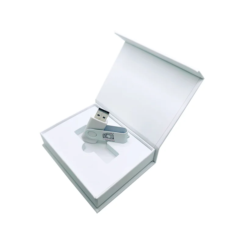 Free Custom Color Printing LOGO White Metal Rotate USB2.0 Flash Drive 4GB 8GB 16GB 32GB 64GB 128GB with White Box