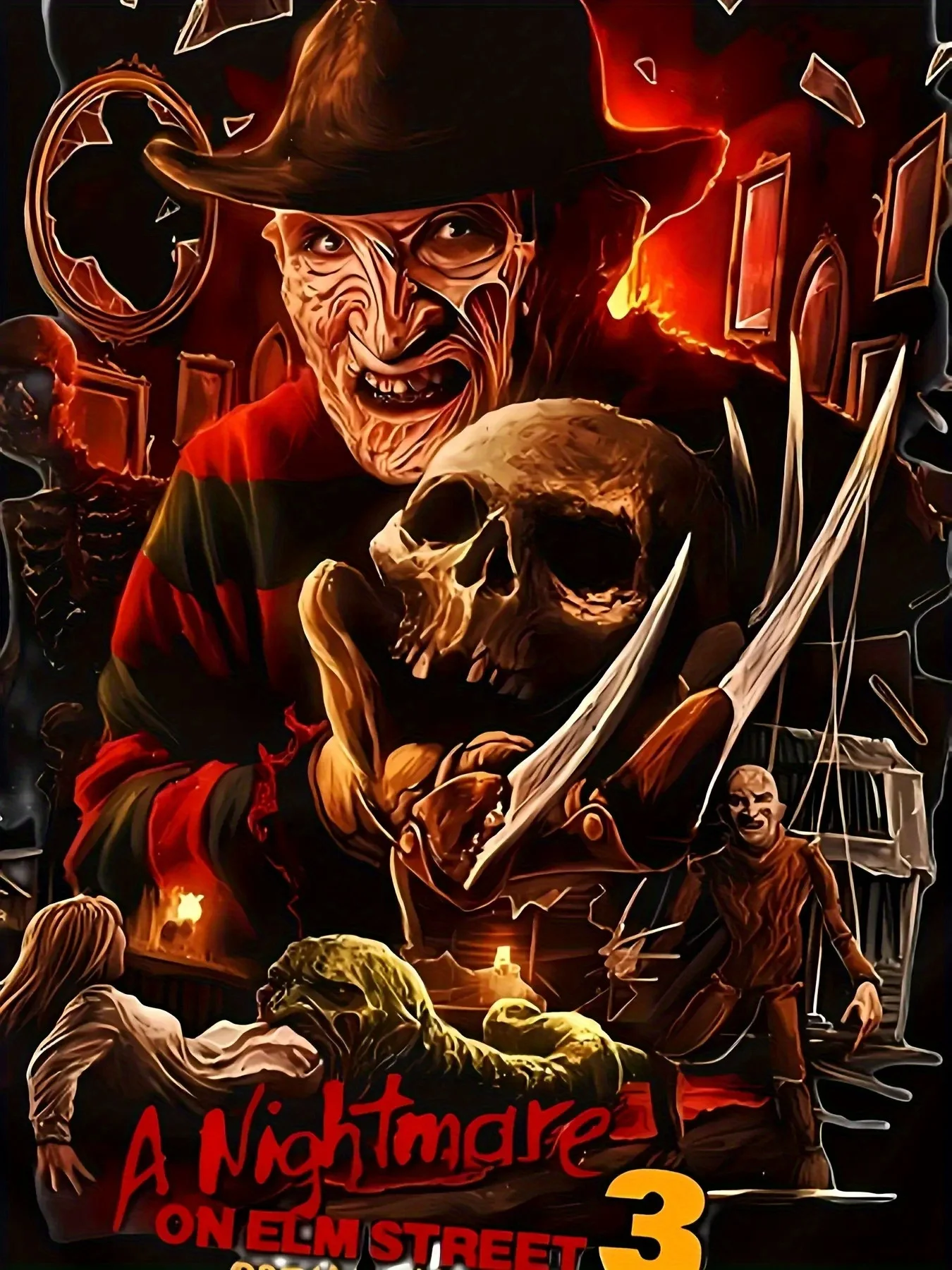 سويت شيرت بقلنسوة للرجال من Freddy Krueger A Nightmare on Elm Street - طباعة فيلم رعب ثلاثي الأبعاد، قماش متماسك قابل للتمدد