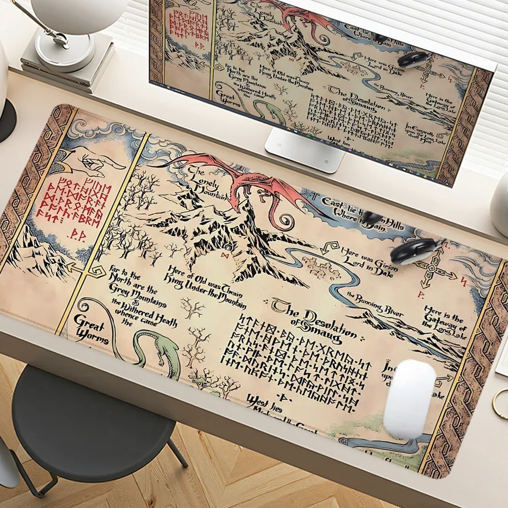 

Vintage Map Mouse Pad Large Desk Accessories Desk Pad Rubber Base with Stitched Edge Mousepad Non-Slip Mousepad for Office