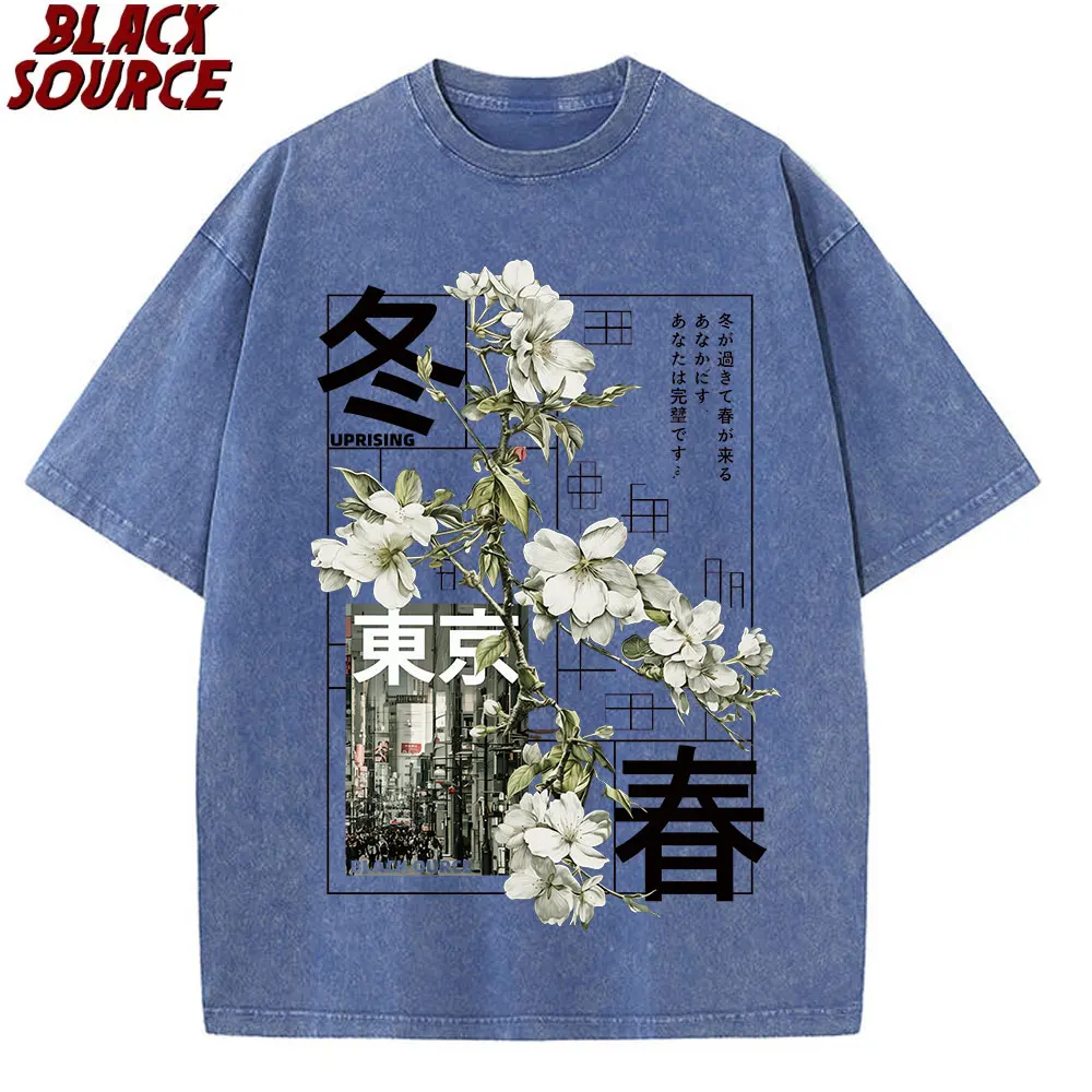 T474 Herren Kurzarm-T-Shirt im japanischen Stil, vielseitiges Design, geeignet für alle Jahreszeiten, bequemes Sommer-Oberteil, 100% Baumwolle – Detail 5