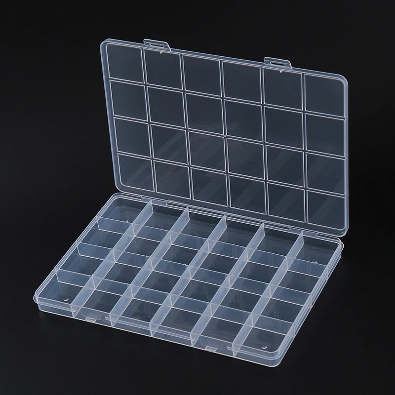 24 Grid Transparent Nail Art Empty Storage Case Box Nail Glitter Rhinestone Crystal Bead Display Accessories Container Box