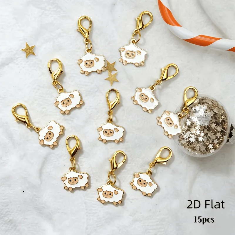 15pcs Healing Style Little Lamb Keychains, Soft Cute Cartoon Animal Bag Charms. Suitable For: Cute Style And, Best Friends