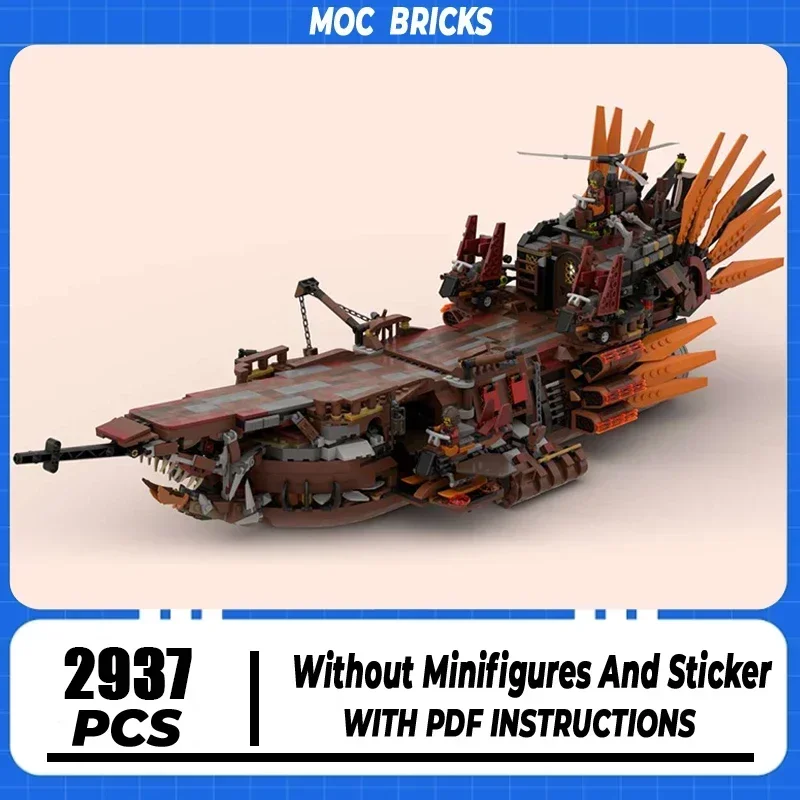 

Moc Building Bricks Pirate Aircraft Carrier The Punk Shark Model Technology Battleship Block Toy DIY Assembly Christmas Gift