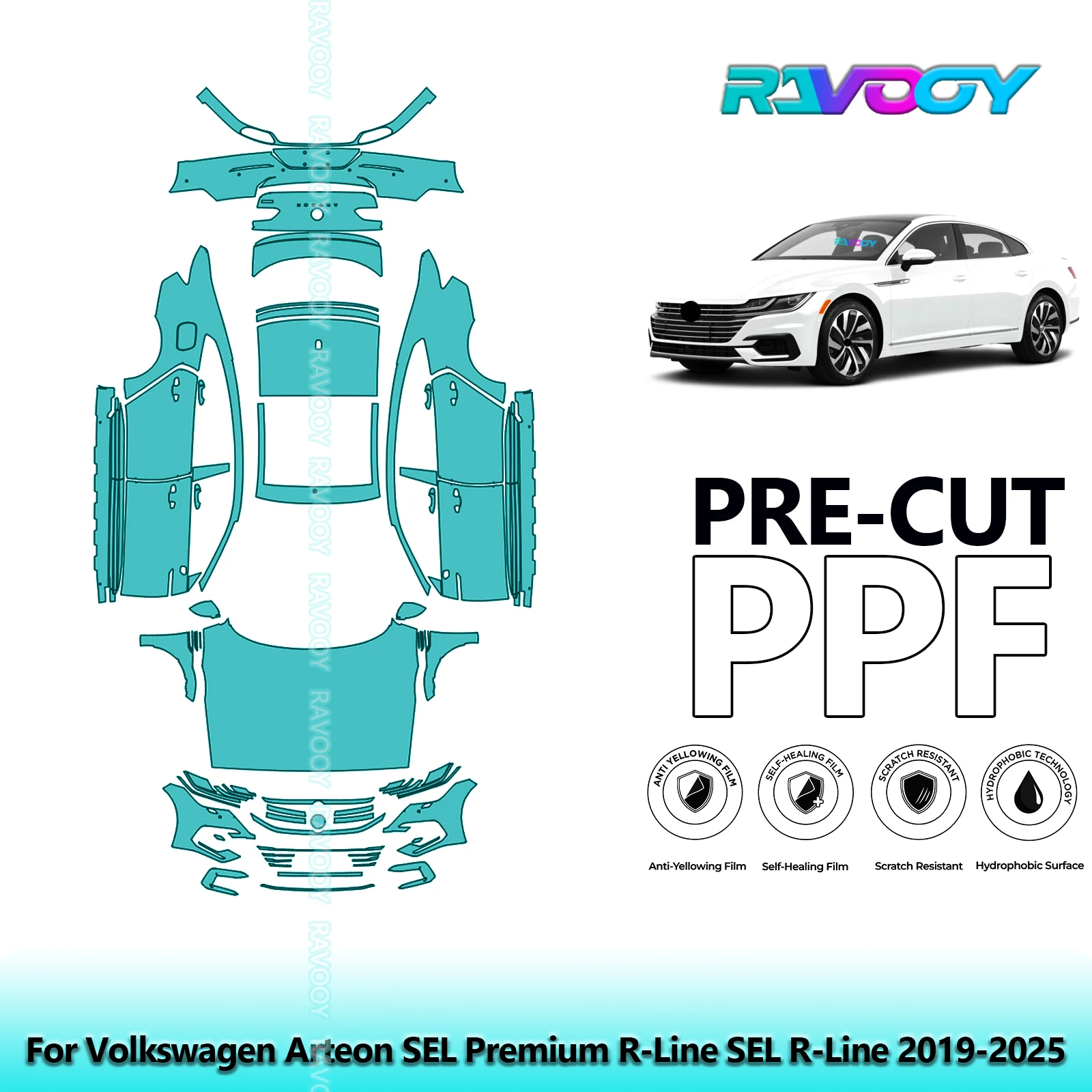 

Full Vehicle Clear Bra Precut PPF Paint Protection Film For Volkswagen Arteon SEL Premium R-Line SEL R-Line 2019-2025