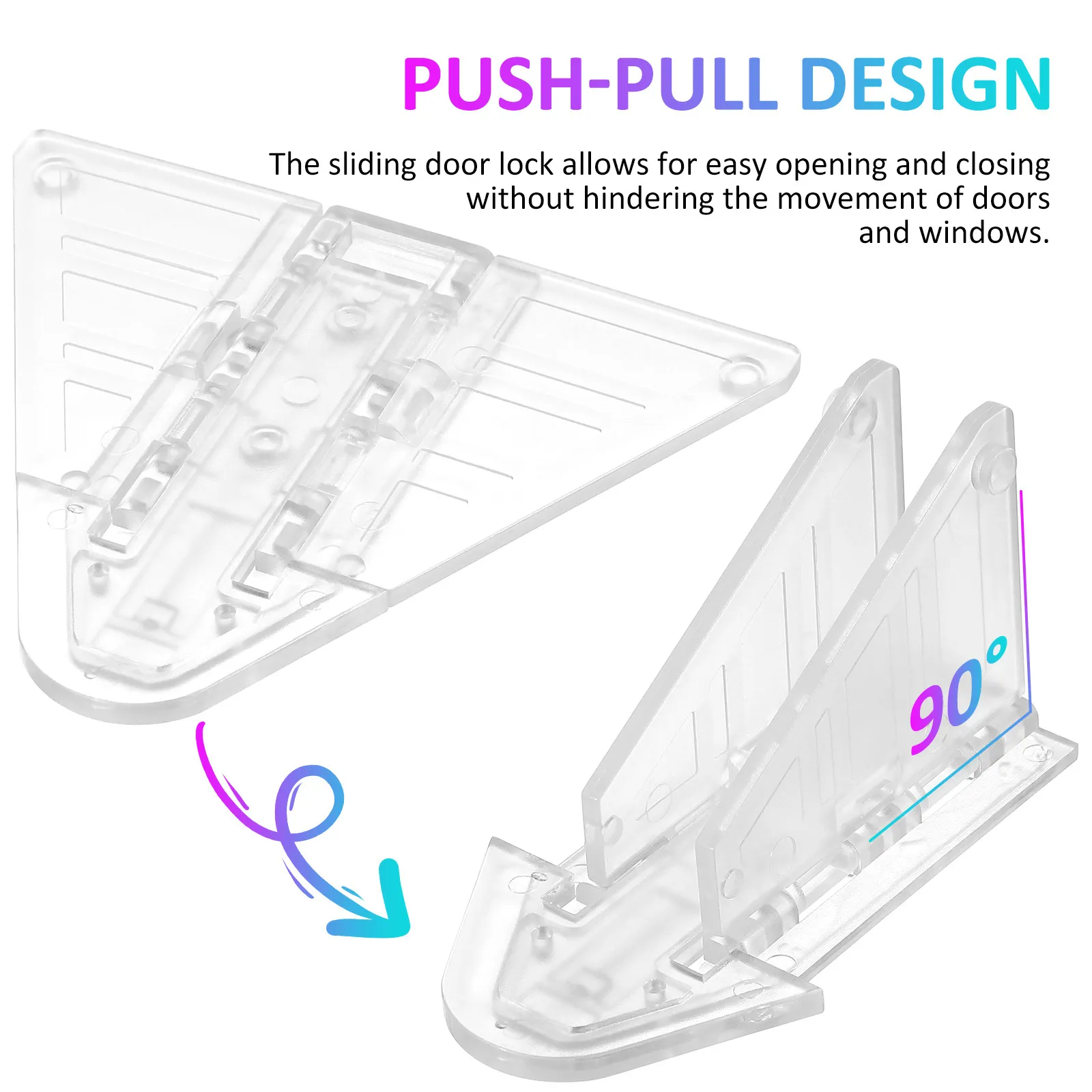 6Pcs Sliding Door Locks ABS Durable Push Pull Design Child Safety Protection Window Patio Door Lock Sliding Glass Replacement