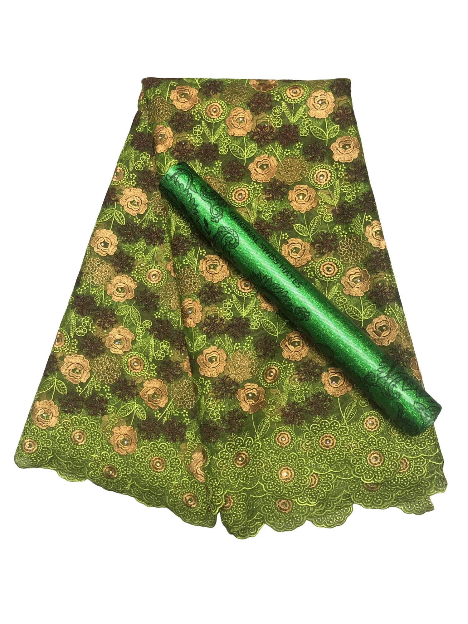 

New African Manual Spot Drilling And Cutting Hole Lace Fabric Color Tulle Materials 5Yards Match Hayes Sego Gele Headtie 2 Pcs