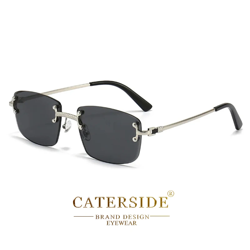 CATERSIDE Neue Mode Rechteck Sonnenbrille Männer Frauen Luxus Designer Randlose Gradienten Objektiv Metall Sonnenbrille Für Männer UV400 – Detail 23