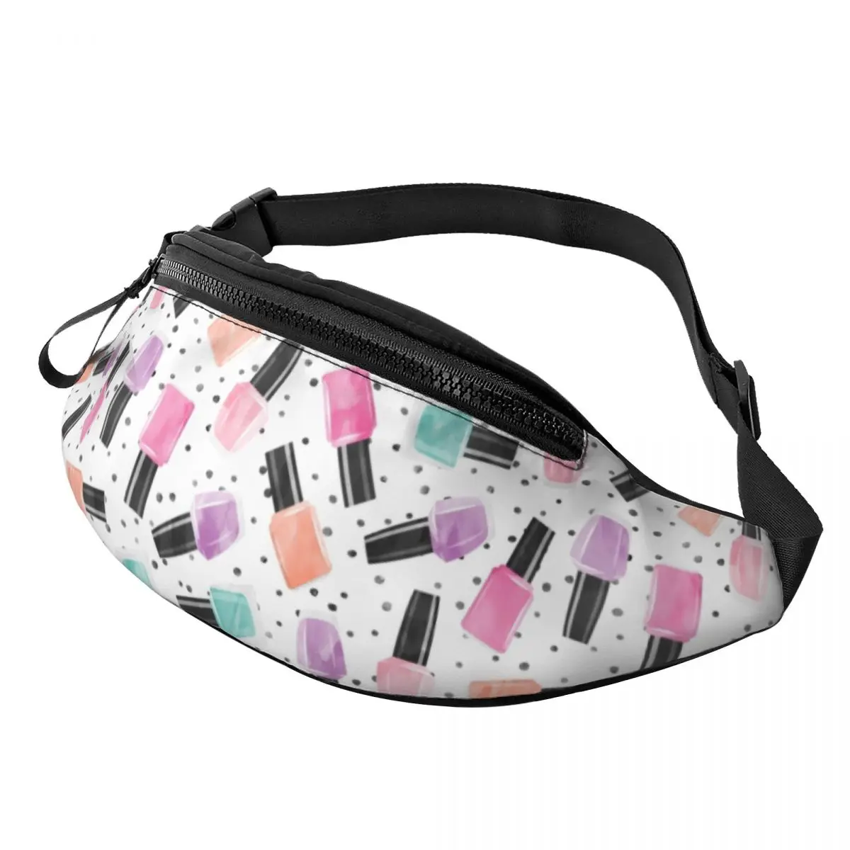 Cool Nail Polish Polka Dots Fanny Pack Women Men Manicurist Pop Art Crossbody Waist Bag for Running Phone Money Pouch