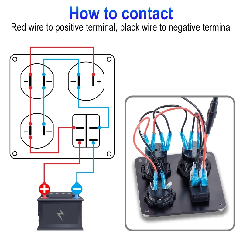 ON/OFF Charger Socket Panel Dual USB Socket Power Outlet & LED Voltmeter &Cigarette Lighter Socket& LED Switch
