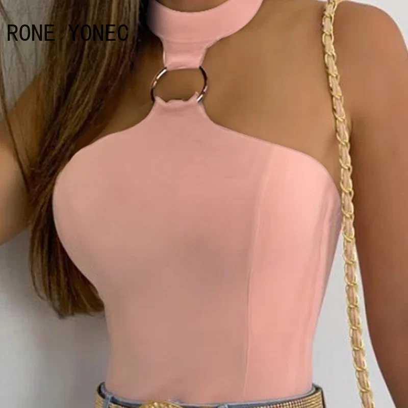 Women Chic Sexy Solid Halter Sleeveless Summer Casual Sexy Camis Crop Tops