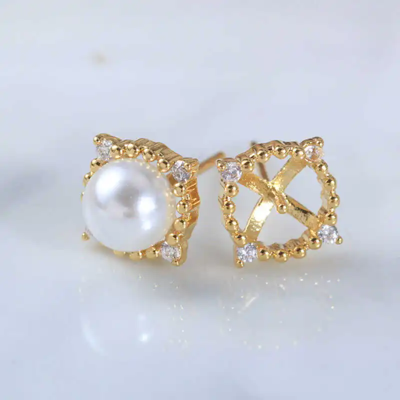 4PCS E210 Gold Plated Copper S925 Silver Needle Pearl Stud Earrings Findings Jewelry Making DIY Jewelry Accessories