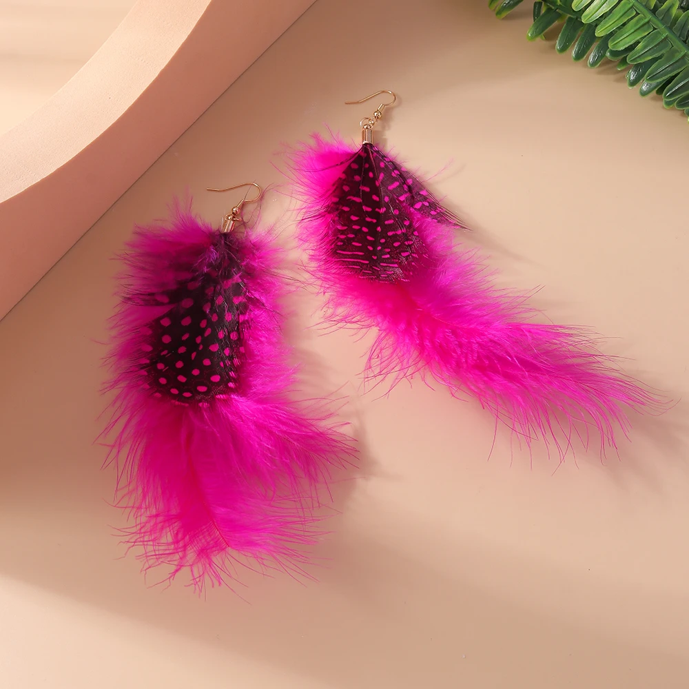 Pretty Feather Drop Earrings for Women Girls Bohemia Earrings Handmade Party Holiday Jewelry Gifts