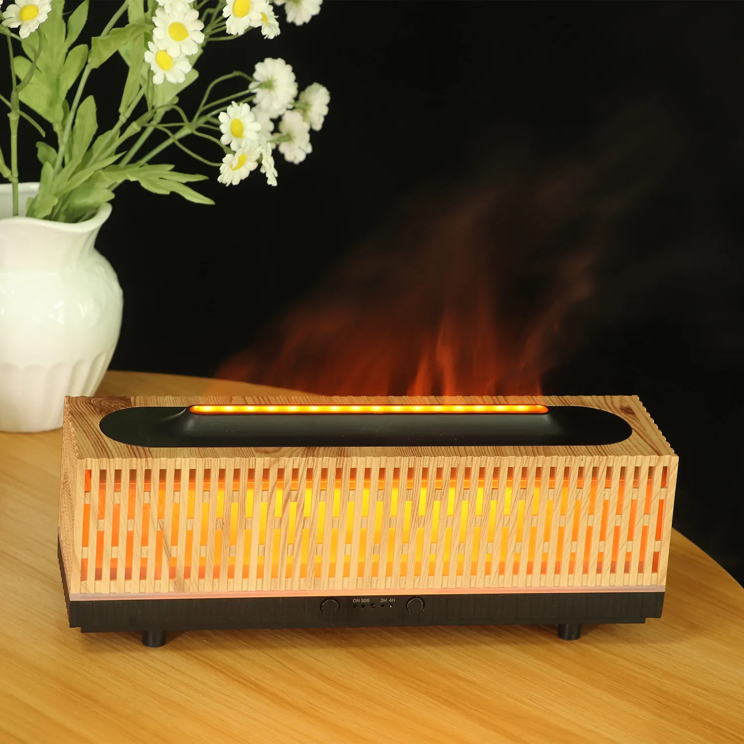 Desktop Simulated Flame Aromatherapy Machine Colorful Atmosphere Lamp Fast Humidification Remote Control Timing Humidifier