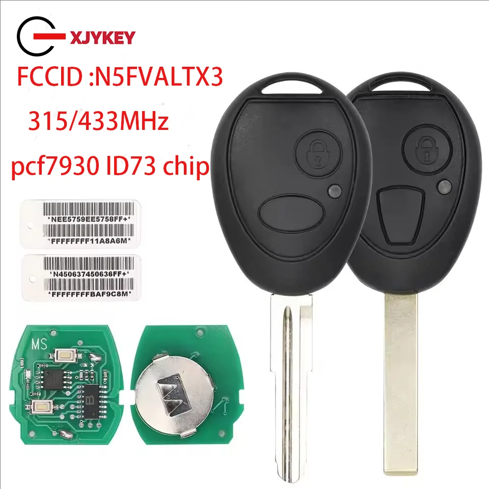 

XJY 2 Button Smart Remote Car Key PCF7931AS Chip 315/433Mhz N5FVALTX3 For Land Rover Discovery 1999-2004 For Mini For MG7