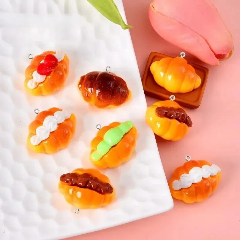 10Pcs/Pack Mini Fake Food Resin Charms Simulation Bread Pendants DIY Craft Parts For Earrings, Bracelets & Keychains Jewelry