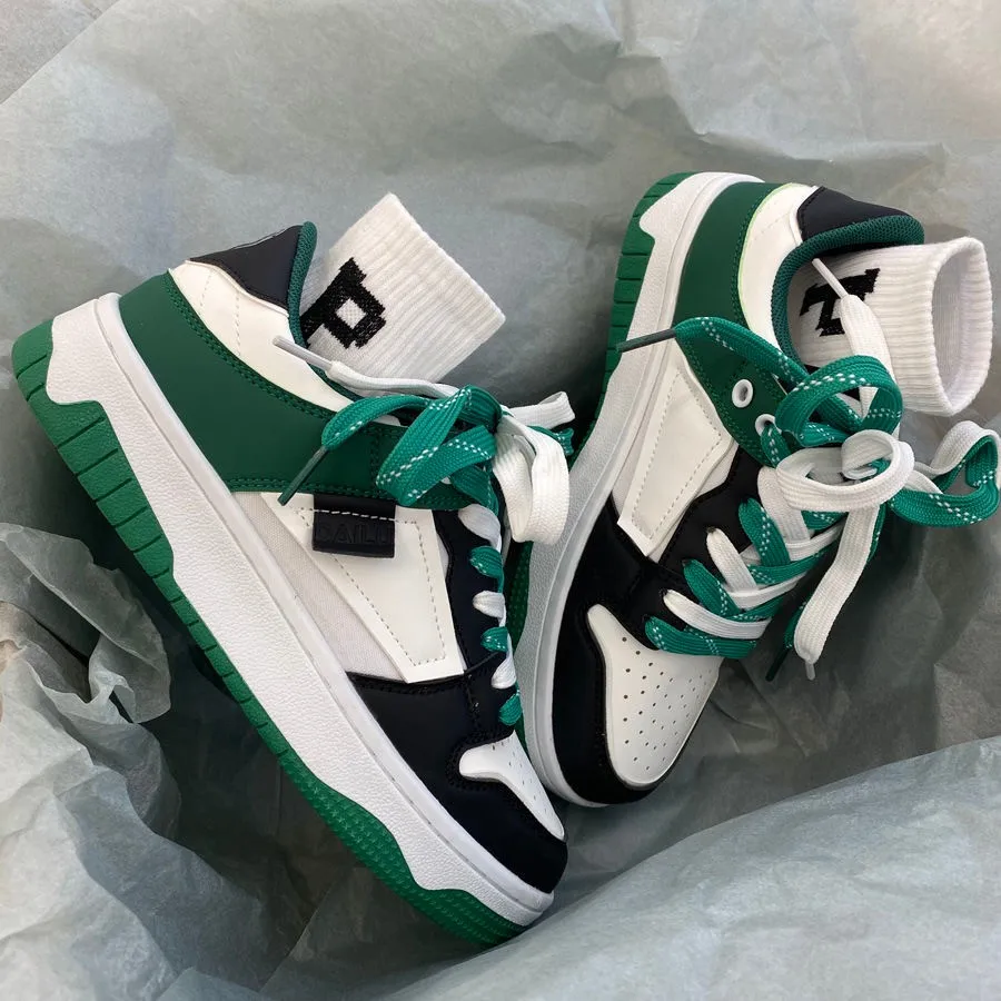 China-Chic Breathable Moral Training Shoes 2023 Autumn New Literary Retro Contrast Color Thick soled Casual Student Board Shoes