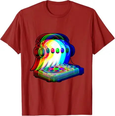 House Music Ghost Dj Optical Illusion EDM Halloween Rave DJ T-Shirt Humor Lustiges Rock Grafik Outfit Kurzarmblusen Y2k Top – Detail 4