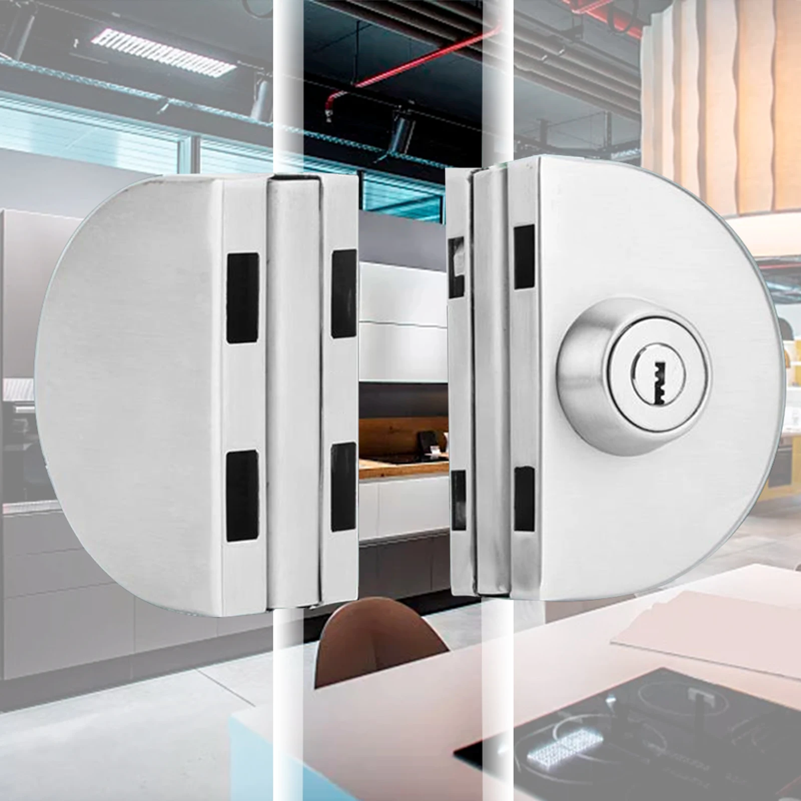 for Double Bolt Stainless Steel Lock for Frameless Glass Doors Compatible with 8mm 12mm Toughened Glass Thickness Range