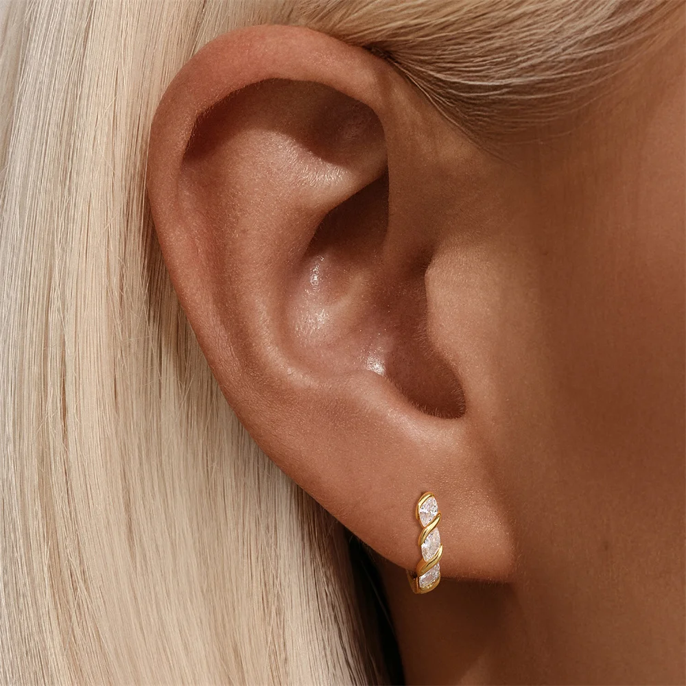 Aide Smooth U-shape Hoop Earrings for Women 925 Sterling Silver Contrasting Colors Earrings Special Design Ear Buckles Jewelry