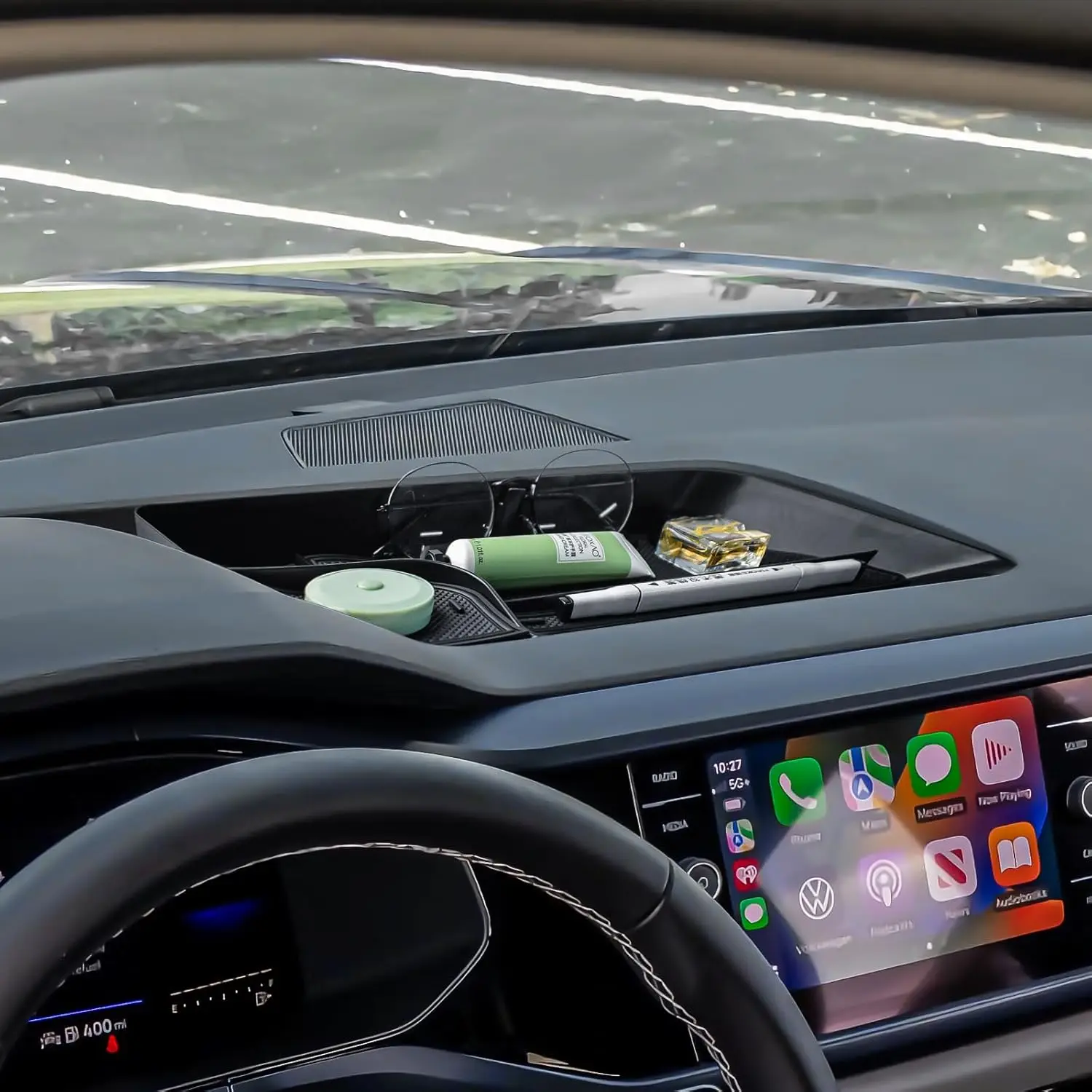 

Kptidy for Volkswagen Taos 2022 2023 2024 Dash Storage Tray Interior Accessories, Center Console Dashboard Mounted Organizer