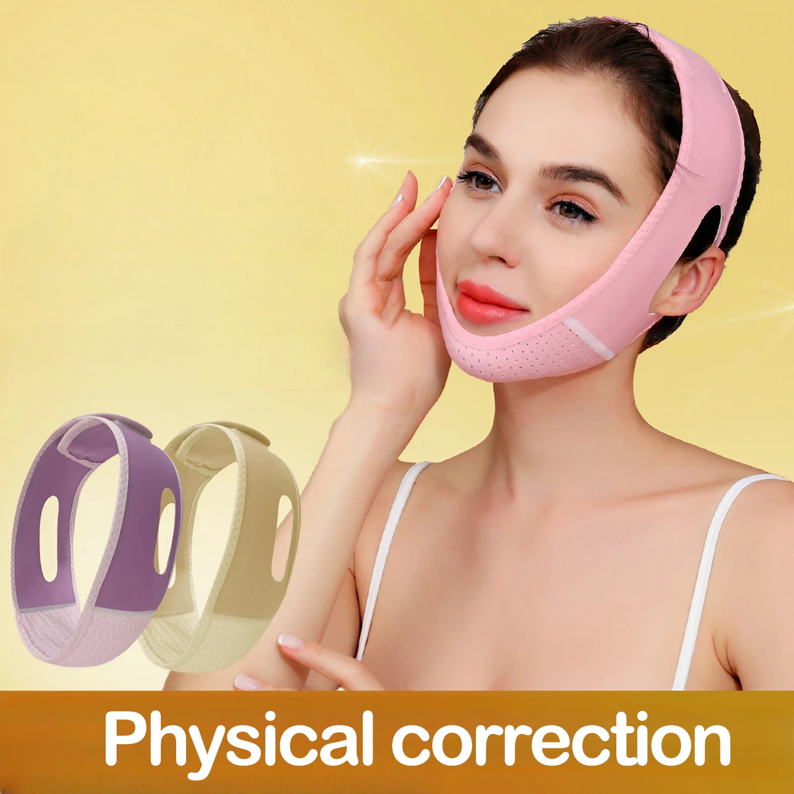 360 °   ยืด V-Line Face Lifting สายรัดผ้าพันคอ Ear Loop Design ลด Double Chin Lift เทป Skin Care ผลิตภัณฑ์ความงาม