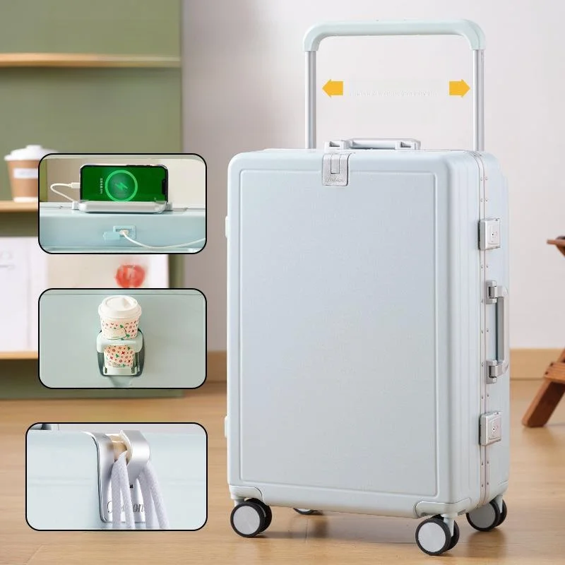 

Большой чемодан с алюминиевой рамой и многофункциональными колесами, 20-дюймовый ручной багаж с кодовым замком