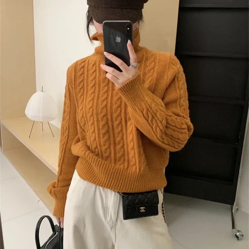 Korean Style Turtleneck Pullover Sweater Women Soft Glutinous Keep Warm Inner Match Bottoming Shirt Casual Fashion Slim Fit Top