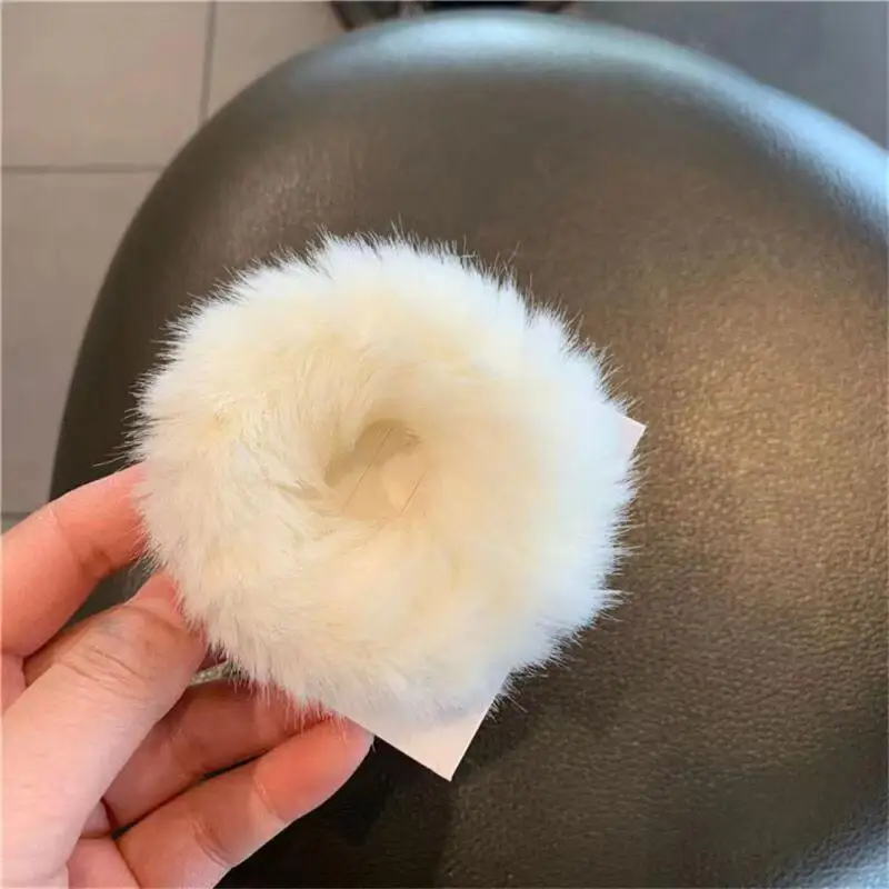 Autumn And Winter Simple Plush Hair Ring Imitation Mink Hair Rubber Tendon Tie Head Celebrity Hair Candy Color Hair Rope