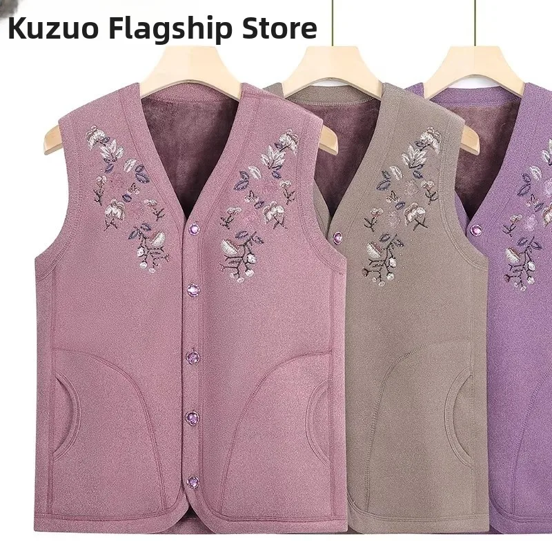 

Утепленный флисовый жилет для женщин на осень-зиму, теплый, дышащий, из полиэфирного волокна, с V-образным вырезом, на пуговицах, с цветочным принтом, повседневный